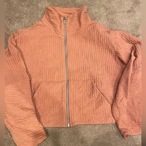 lululemon athletica Coral Cropped Boxy Textured Zip Up Jacket Size M/L